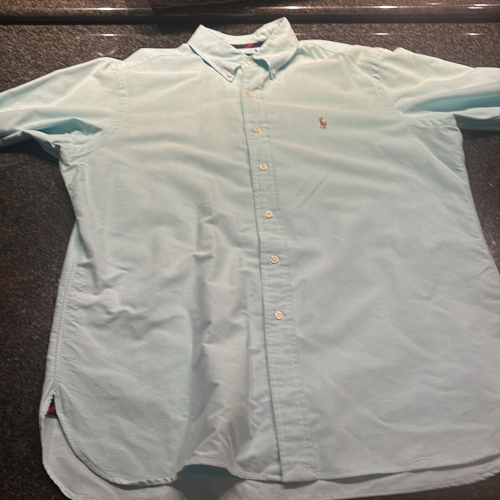 Men’s large teal polo oxford button down